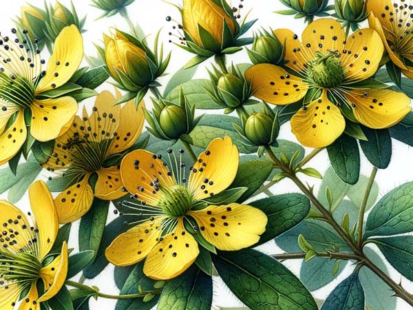 Close-up image of Hypericum perforatum (St John's wort)